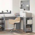 vidaXL Eck-Schreibtisch mit Regal Graues Sonoma 140 x 113,5 x 75 cm