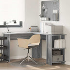 vidaXL Eck-Schreibtisch mit Regal Graues Sonoma 140 x 113,5 x 75 cm