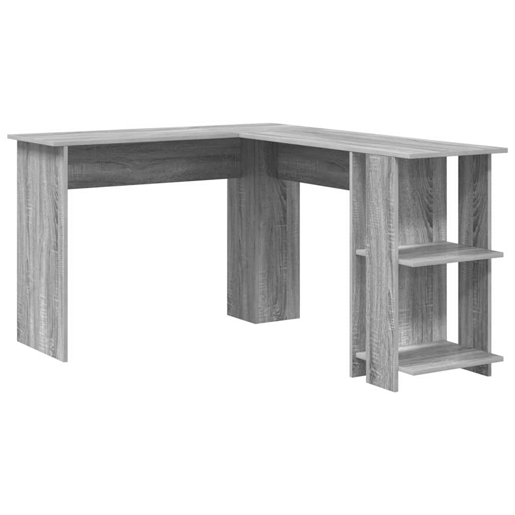 vidaXL Eck-Schreibtisch mit Regal Graues Sonoma 140 x 113,5 x 75 cm