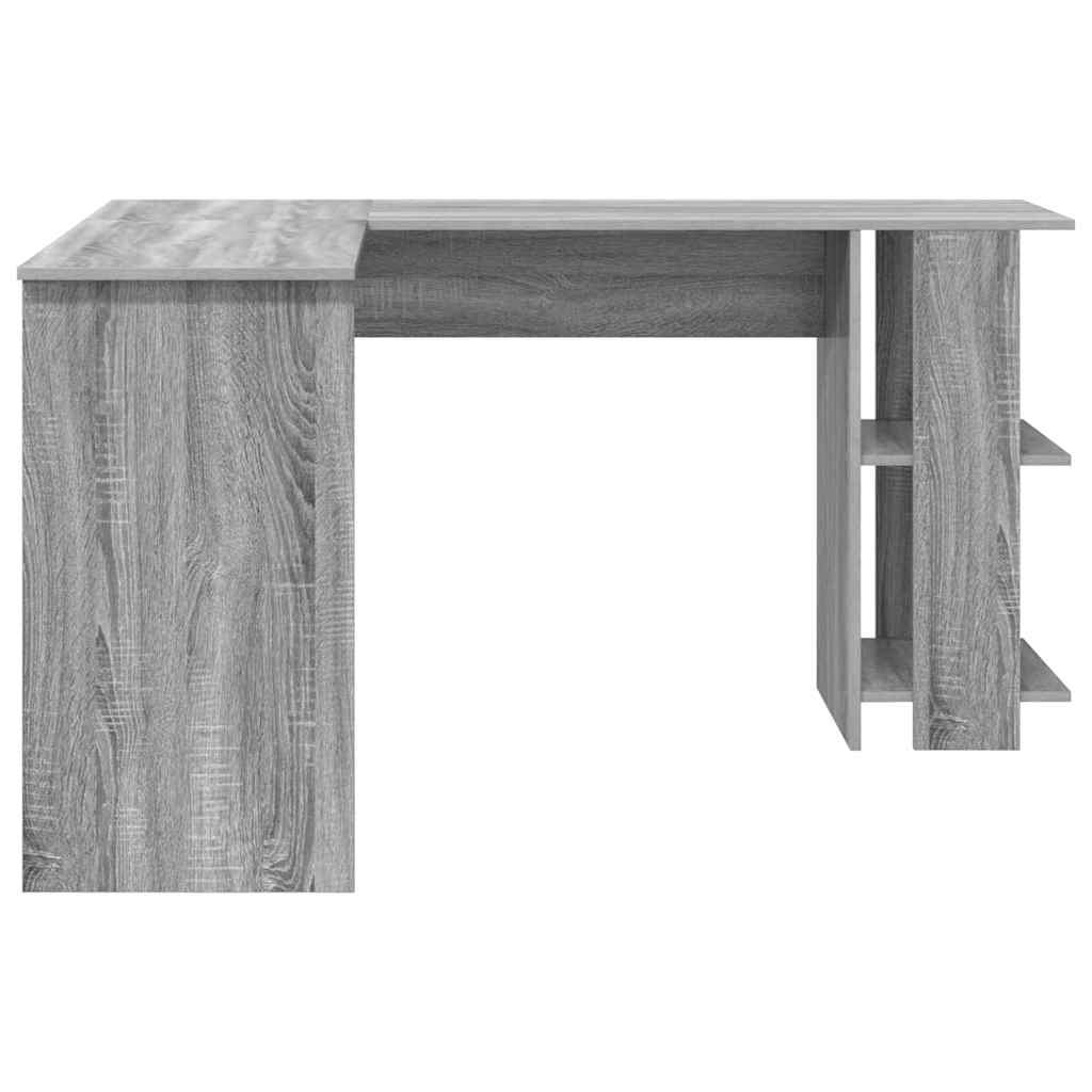 vidaXL Eck-Schreibtisch mit Regal Graues Sonoma 140 x 113,5 x 75 cm