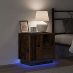 vidaXL Nachttisch mit LED Altholz 50 x 34,5 x 50 cm Holzwerkstoff