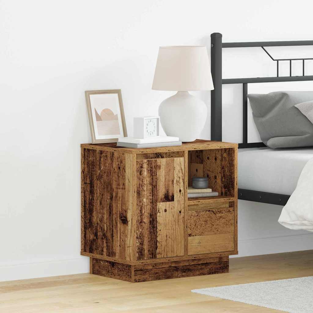 vidaXL Nachttisch mit LED Altholz 50 x 34,5 x 50 cm Holzwerkstoff
