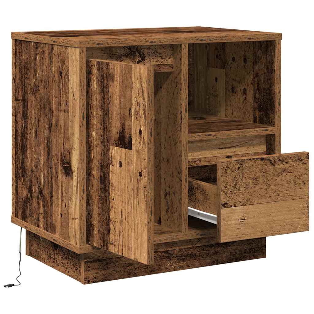 vidaXL Nachttisch mit LED Altholz 50 x 34,5 x 50 cm Holzwerkstoff