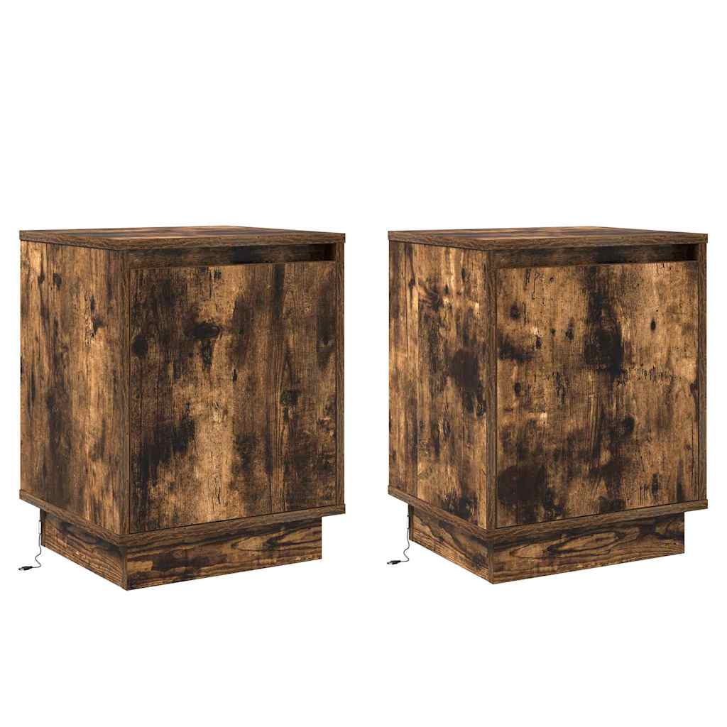 vidaXL Nachttisch mit 2 pcs Geräucherte Eiche 39 x 34,5 x 50 cm
