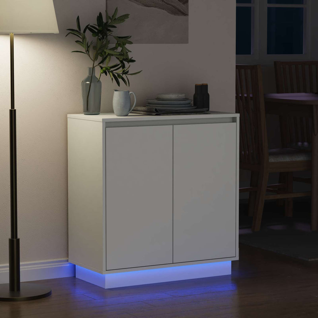 vidaXL LED-Sideboard für Weiß 71 x 34,5 x 75 cm Holzwerkstoff