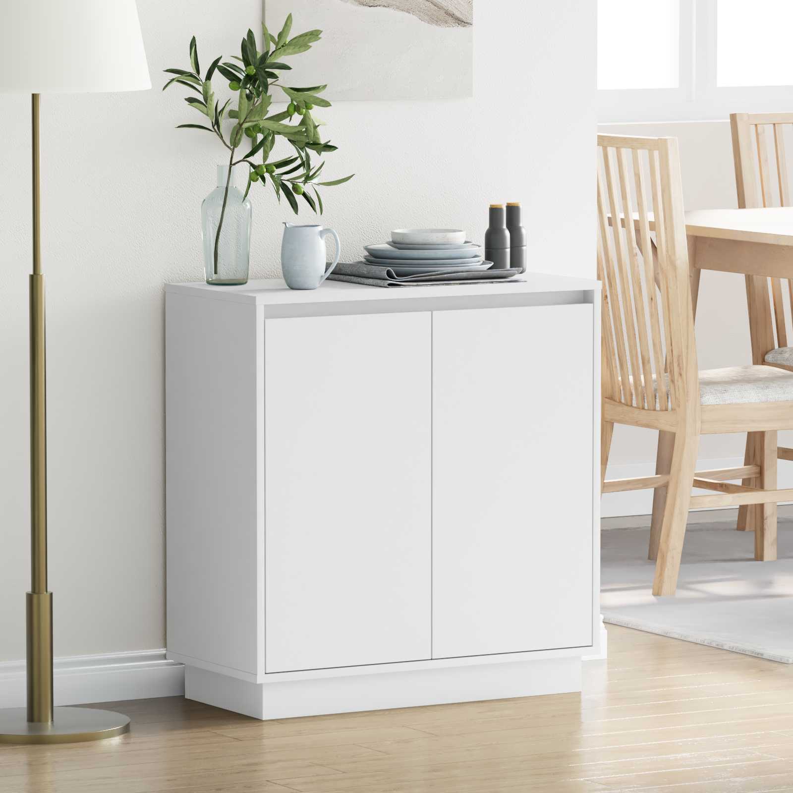 vidaXL LED-Sideboard für Weiß 71 x 34,5 x 75 cm Holzwerkstoff