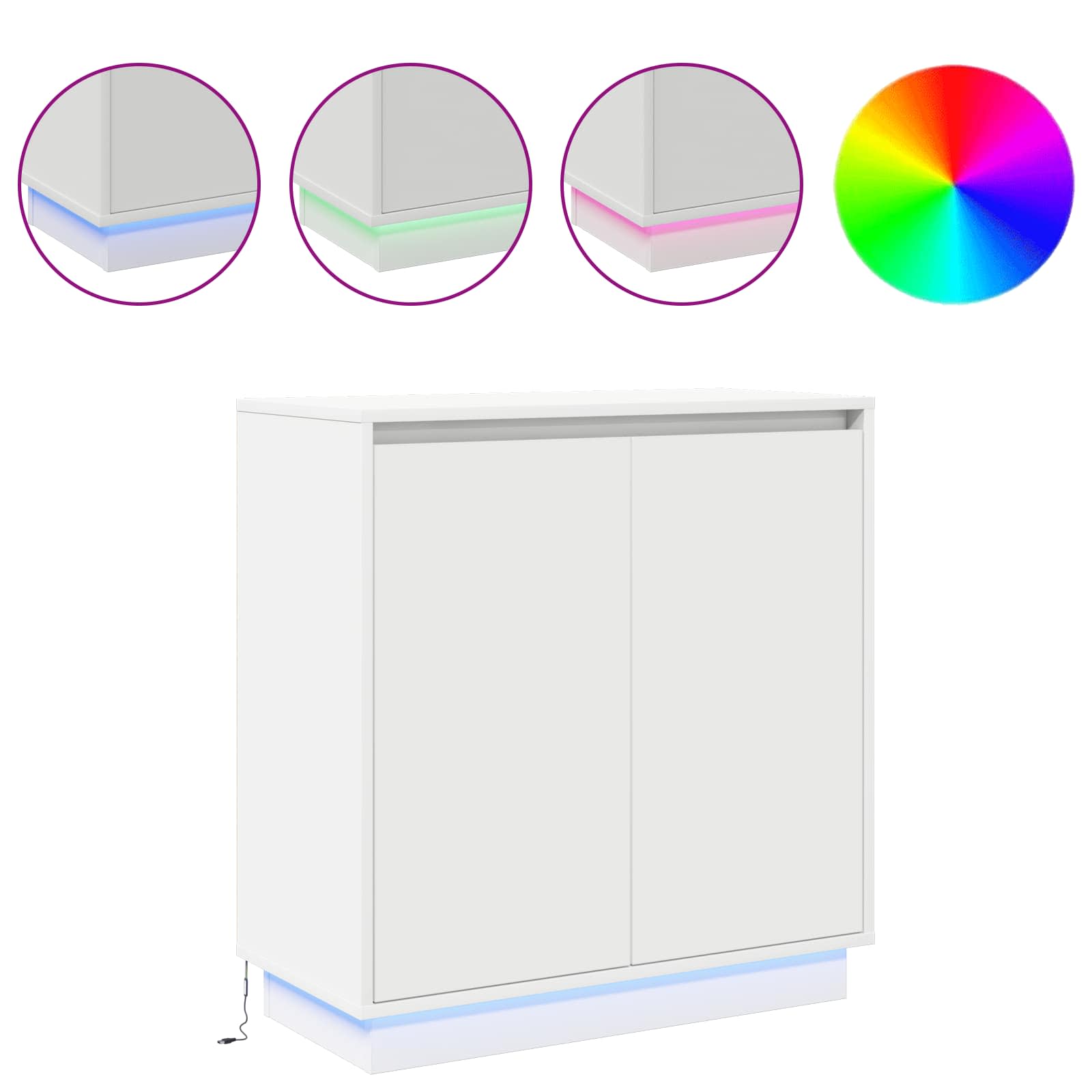 vidaXL LED-Sideboard für Weiß 71 x 34,5 x 75 cm Holzwerkstoff