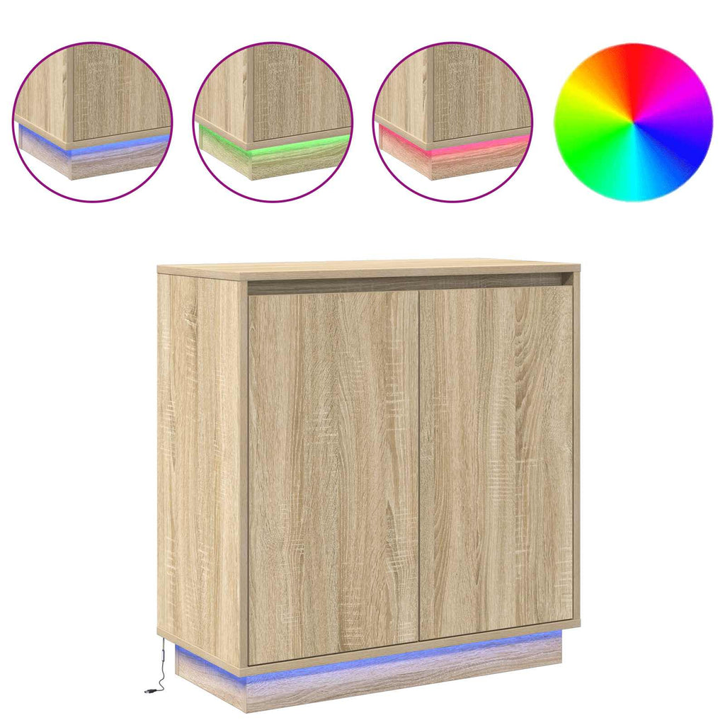 vidaXL LED-Sideboard für Sonoma-Eiche 71 x 34,5 x 75 cm Holzwerkstoff