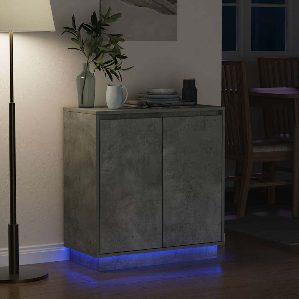 vidaXL LED-Sideboard für Betongrau 71 x 34,5 x 75 cm Holzwerkstoff