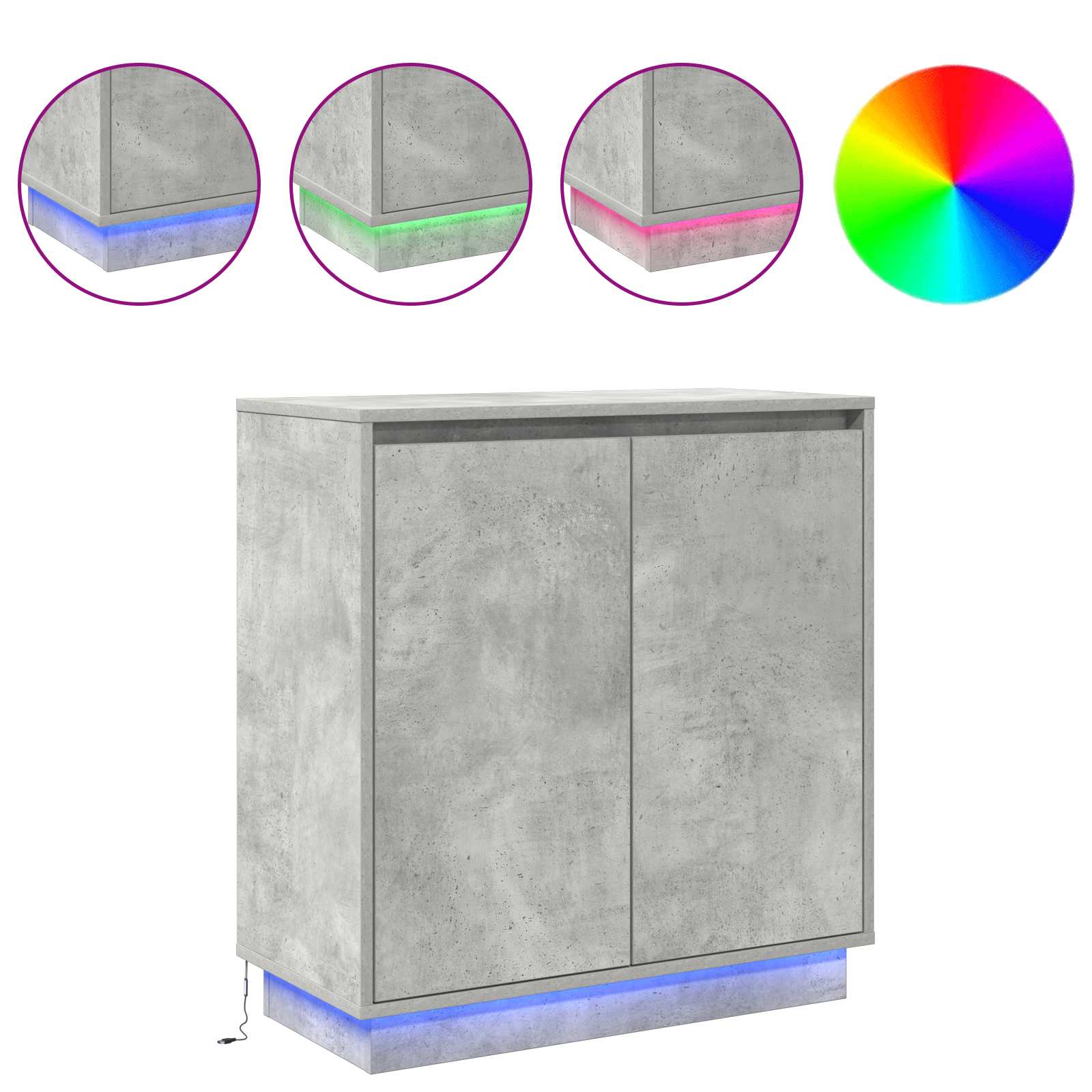 vidaXL LED-Sideboard für Betongrau 71 x 34,5 x 75 cm Holzwerkstoff