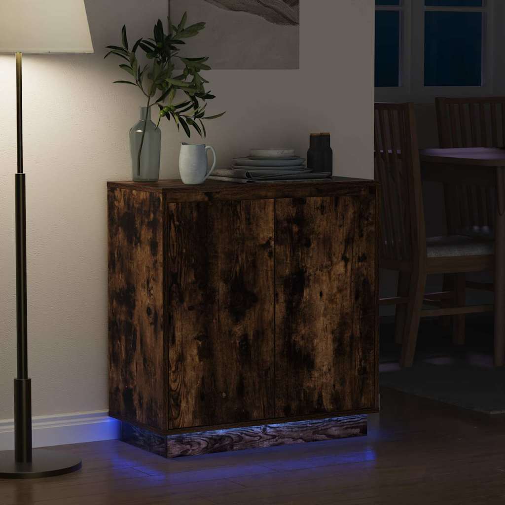 vidaXL LED-Sideboard Geräucherte Eiche 71 x 34,5 x 75 cm Holzwerkstoff