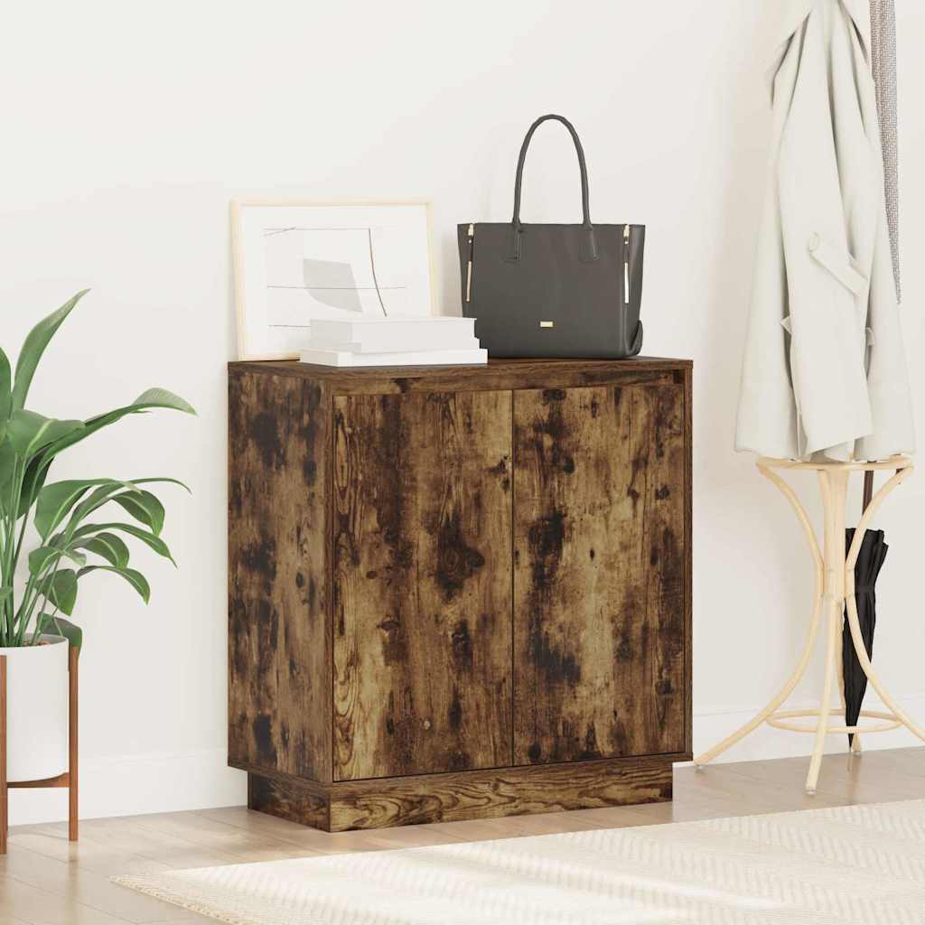vidaXL LED-Sideboard Geräucherte Eiche 71 x 34,5 x 75 cm Holzwerkstoff