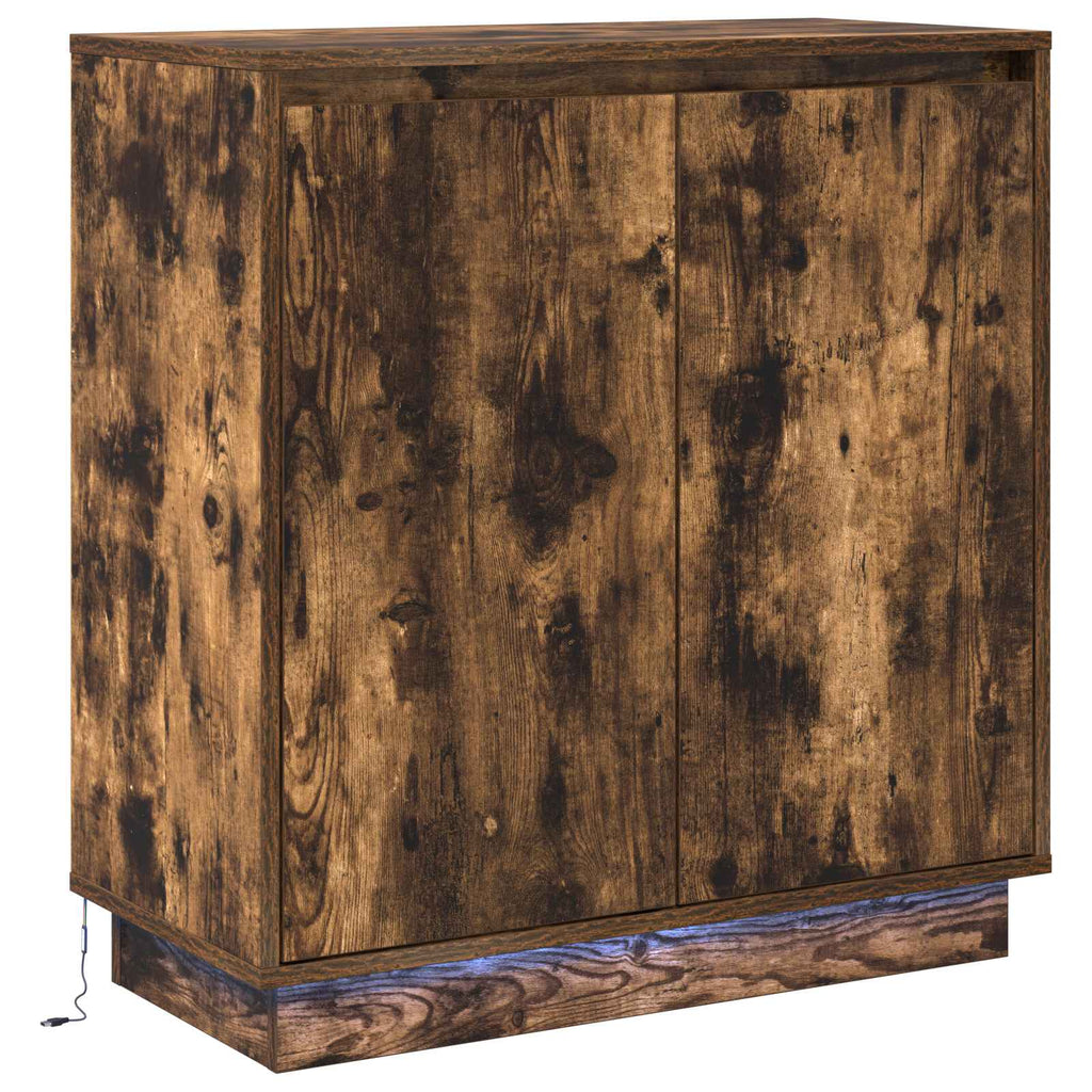 vidaXL LED-Sideboard Geräucherte Eiche 71 x 34,5 x 75 cm Holzwerkstoff