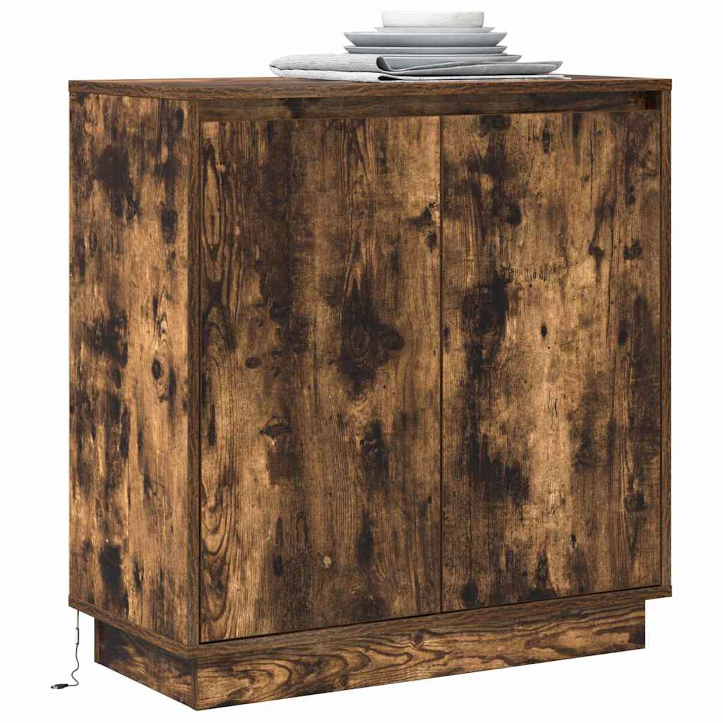 vidaXL LED-Sideboard Geräucherte Eiche 71 x 34,5 x 75 cm Holzwerkstoff