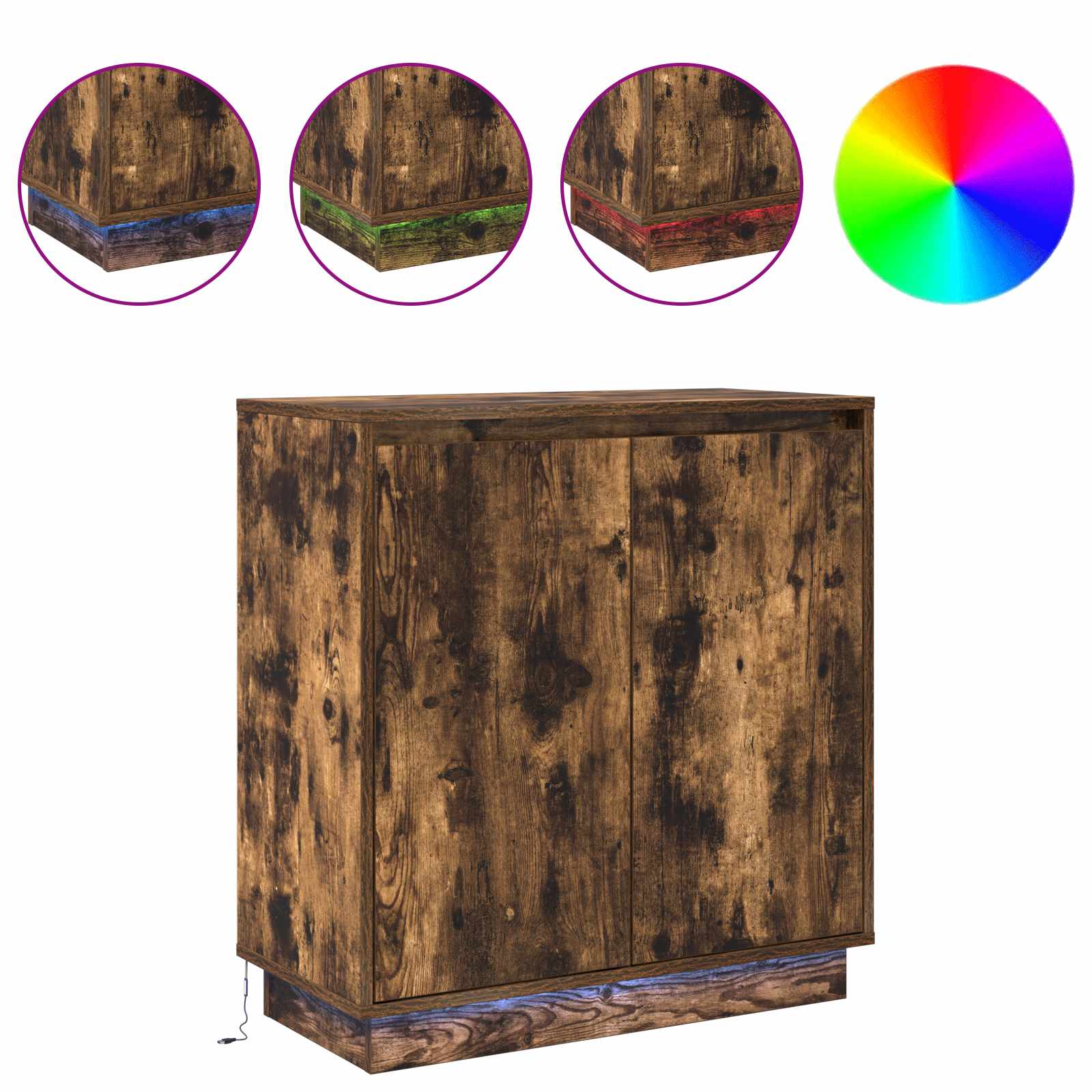 vidaXL LED-Sideboard Geräucherte Eiche 71 x 34,5 x 75 cm Holzwerkstoff