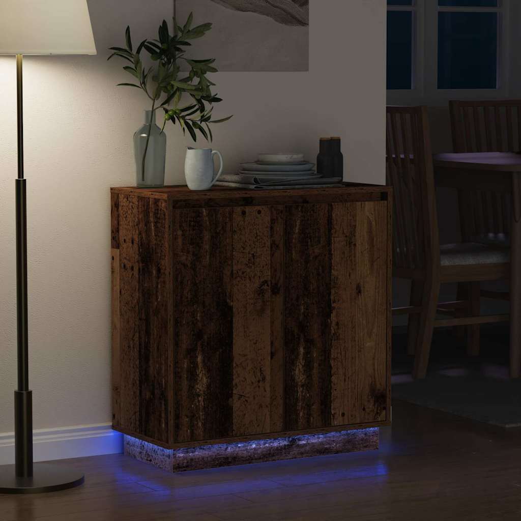 vidaXL LED-Sideboard für Altholz 71 x 34,5 x 75 cm Holzwerkstoff