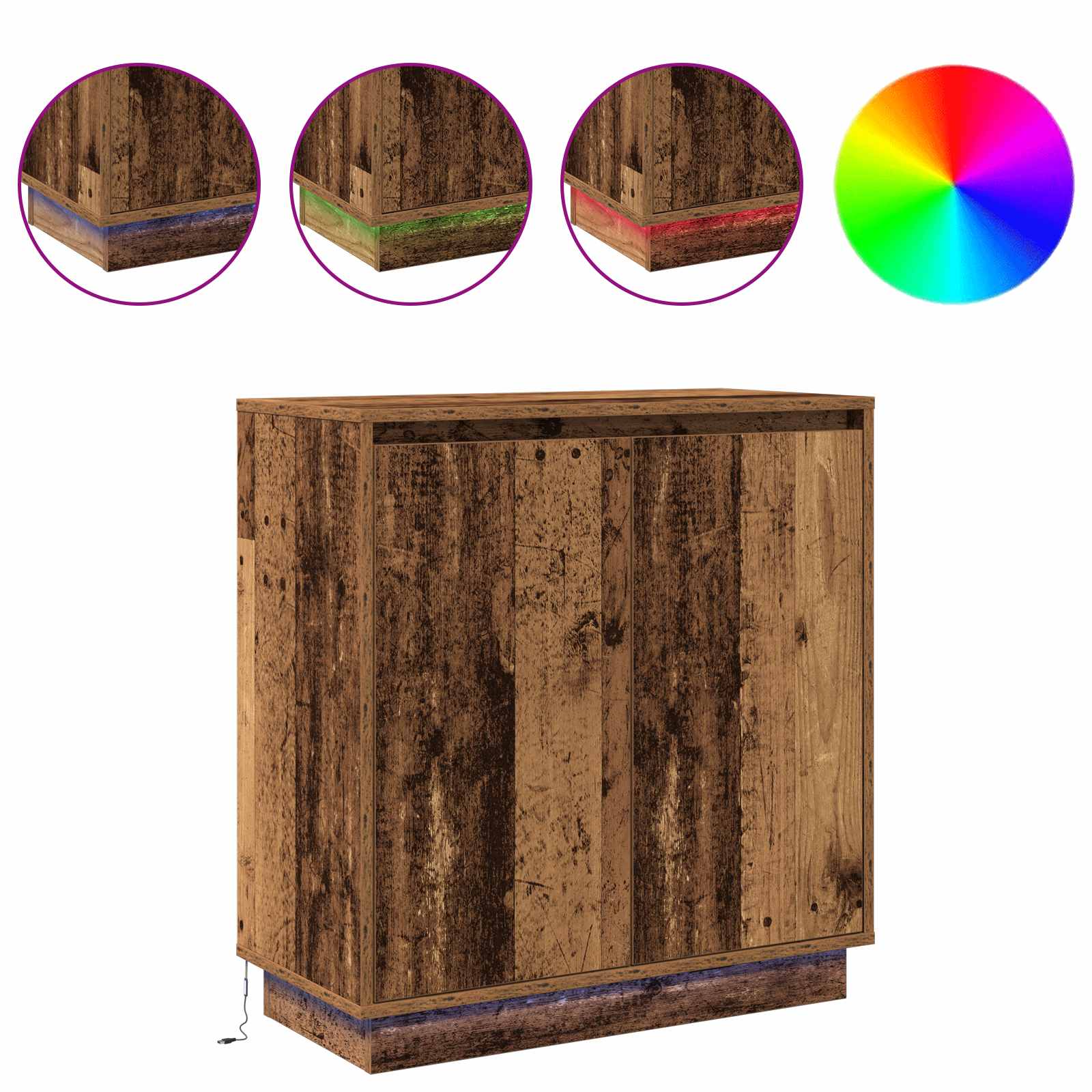 vidaXL LED-Sideboard für Altholz 71 x 34,5 x 75 cm Holzwerkstoff