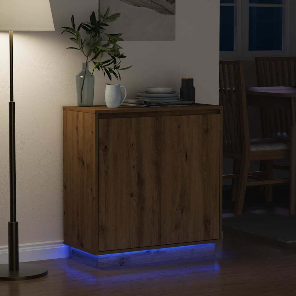 vidaXL LED-Sideboard für Artisan-Eiche 71 x 34,5 x 75 cm