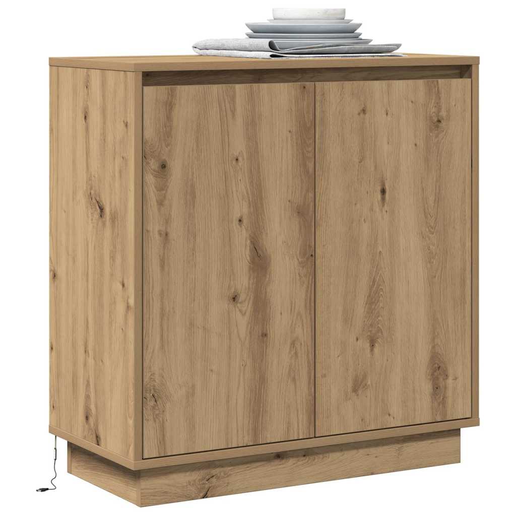 vidaXL LED-Sideboard für Artisan-Eiche 71 x 34,5 x 75 cm