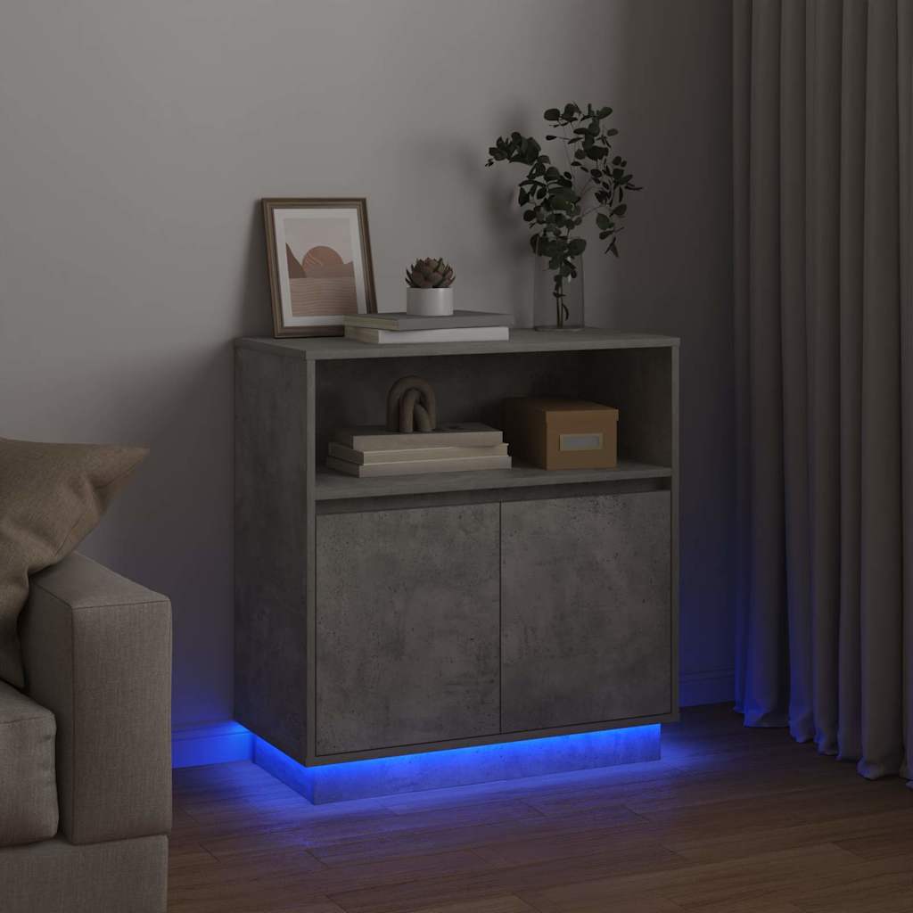 vidaXL LED-Sideboard Betongrau 71 x 34,5 x 75 cm Holzwerkstoff