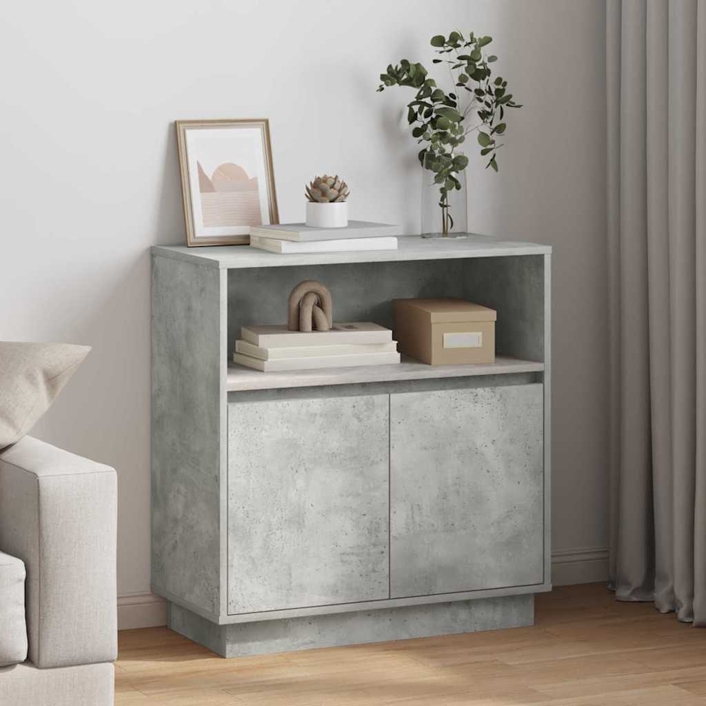 vidaXL LED-Sideboard Betongrau 71 x 34,5 x 75 cm Holzwerkstoff