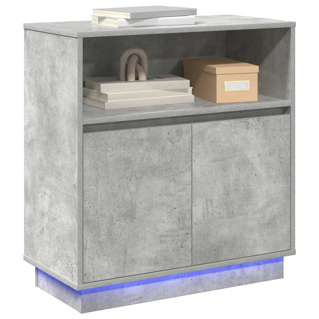 vidaXL LED-Sideboard Betongrau 71 x 34,5 x 75 cm Holzwerkstoff
