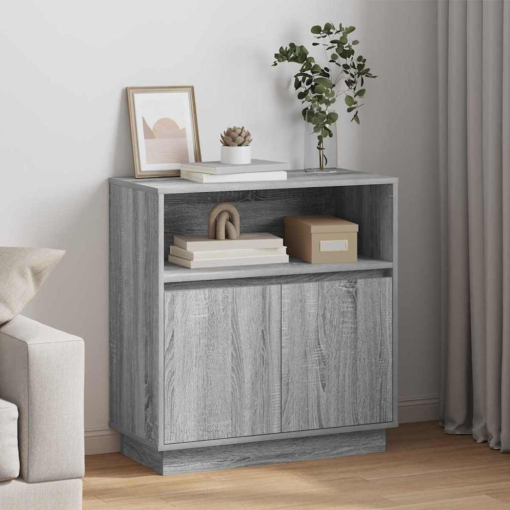 vidaXL LED-Sideboard Graues Sonoma 71 x 34,5 x 75 cm Holzwerkstoff