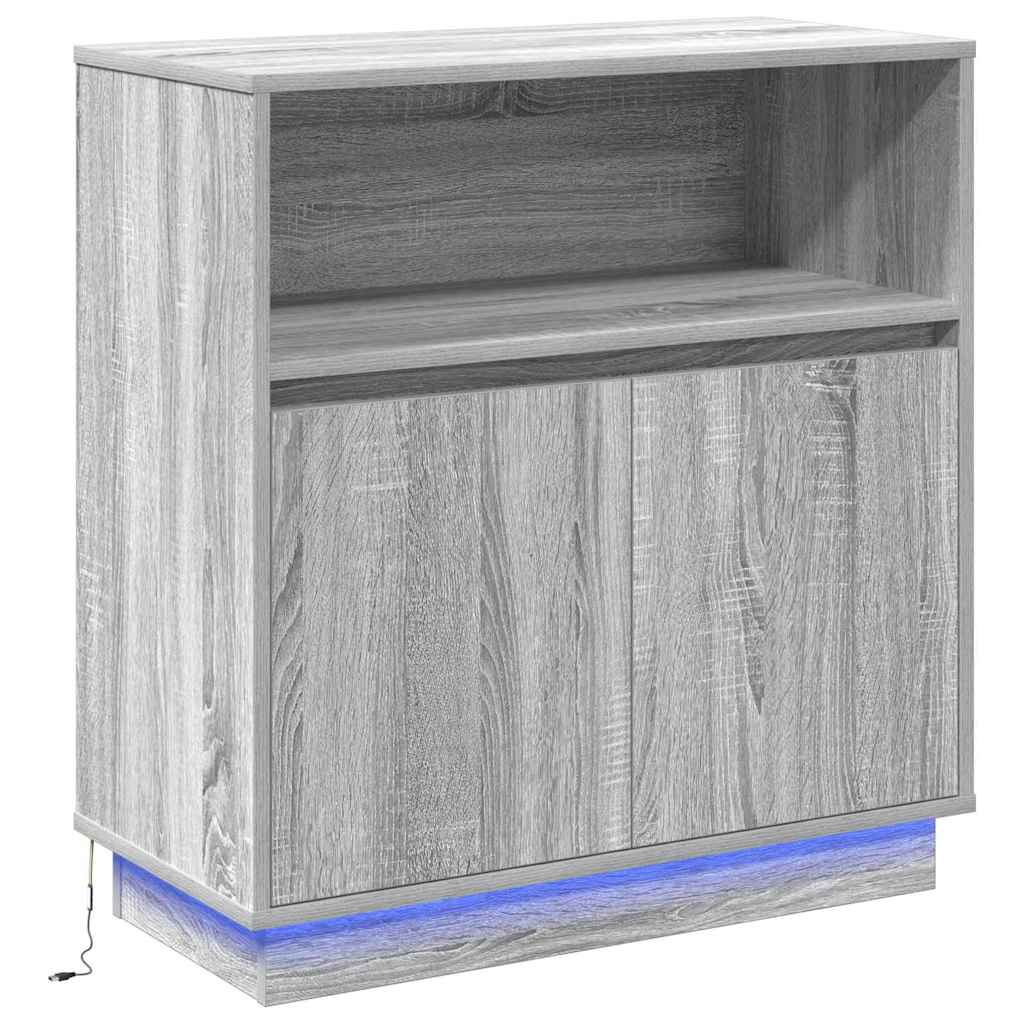 vidaXL LED-Sideboard Graues Sonoma 71 x 34,5 x 75 cm Holzwerkstoff