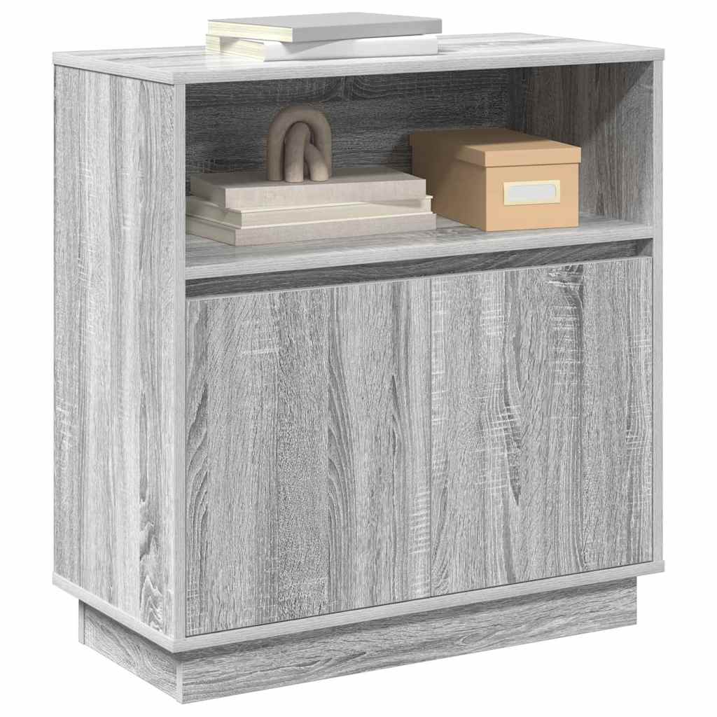 vidaXL LED-Sideboard Graues Sonoma 71 x 34,5 x 75 cm Holzwerkstoff