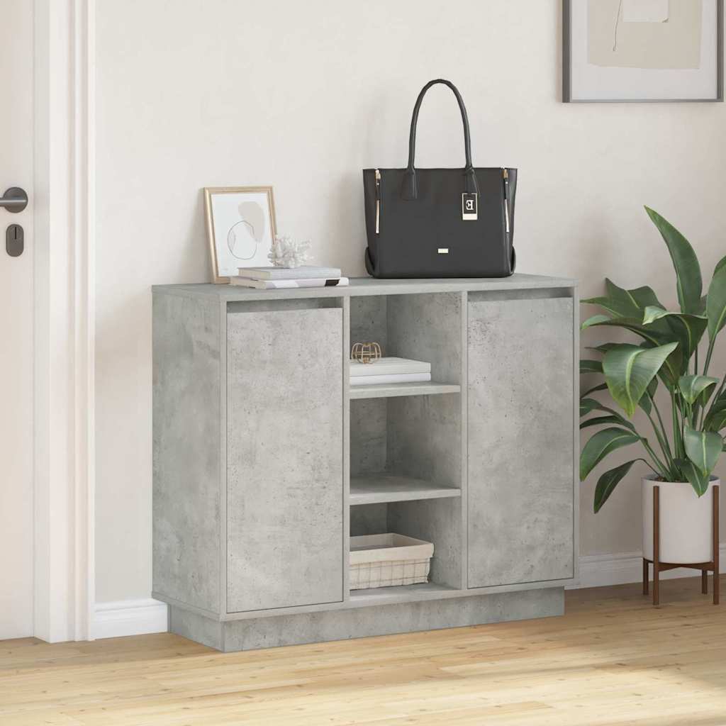 vidaXL LED-Sideboard Beton Grau 90 x 32 x 75 cm Holzwerkstoff