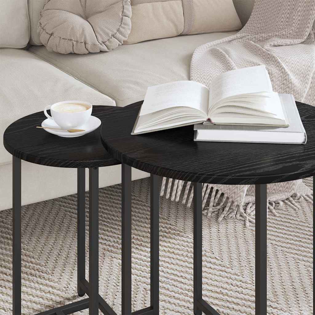 vidaXL Beistelltisch-Set 2 pcs Schwarz Eichen-Optik