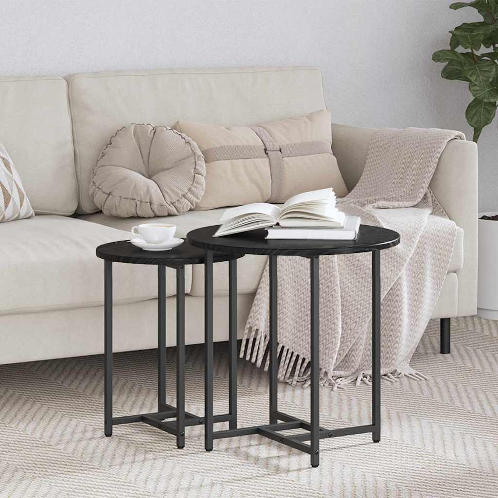 vidaXL Beistelltisch-Set 2 pcs Schwarz Eichen-Optik
