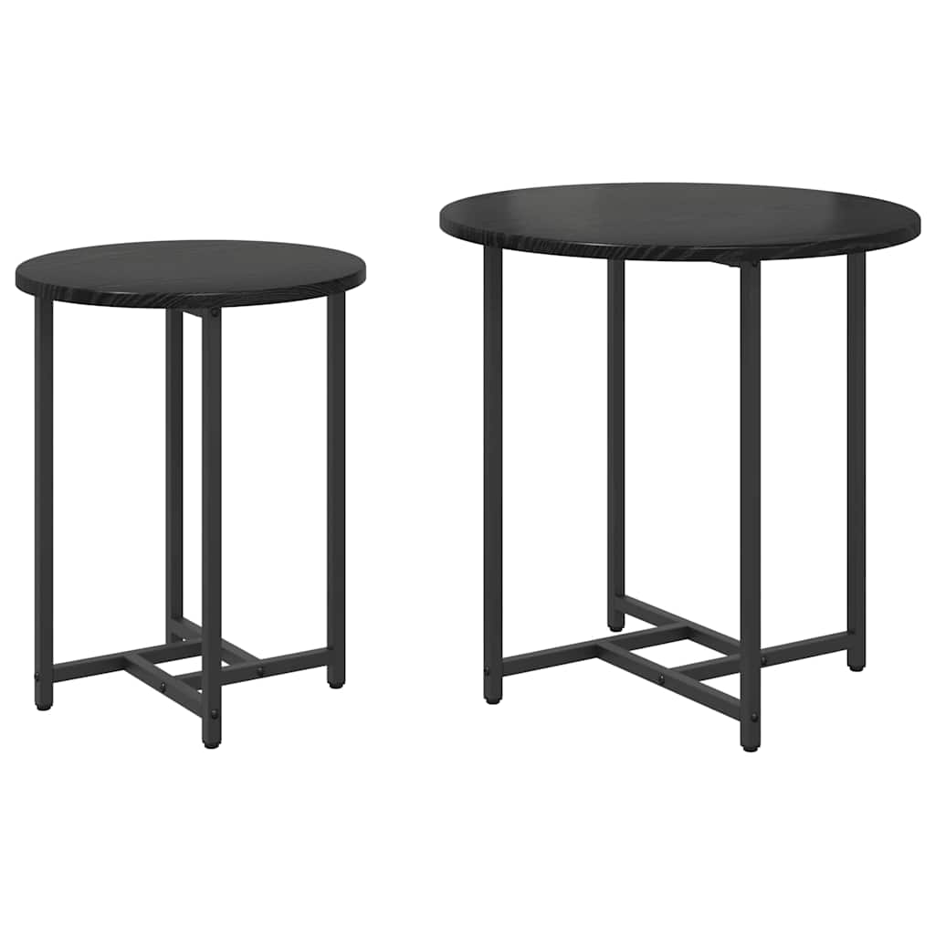 vidaXL Beistelltisch-Set 2 pcs Schwarz Eichen-Optik