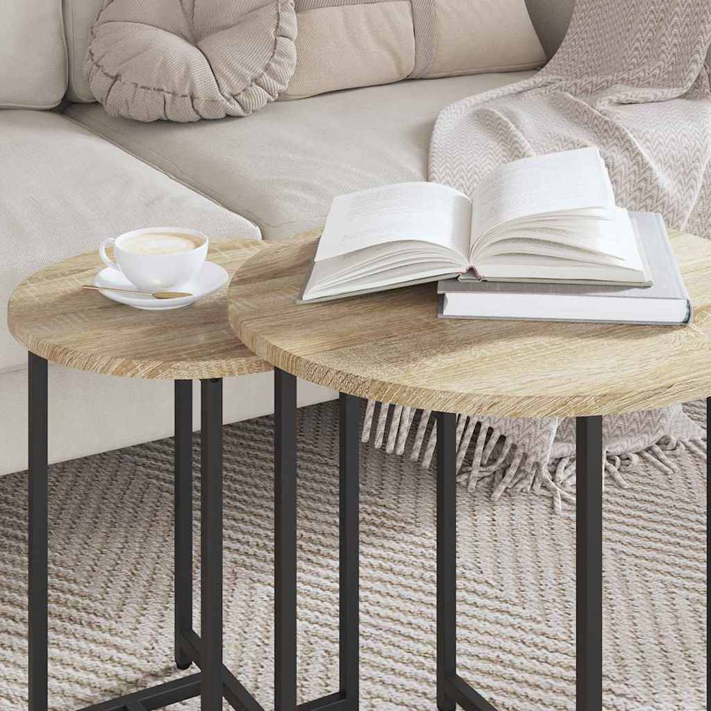 vidaXL Beistelltisch-Set 2 pcs Sonoma Eiche und Schwarz