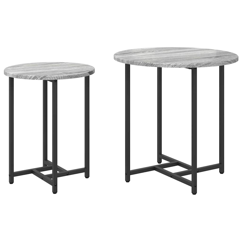 vidaXL Beistelltisch-Set 2 pcs Grau Sonoma und Schwarz
