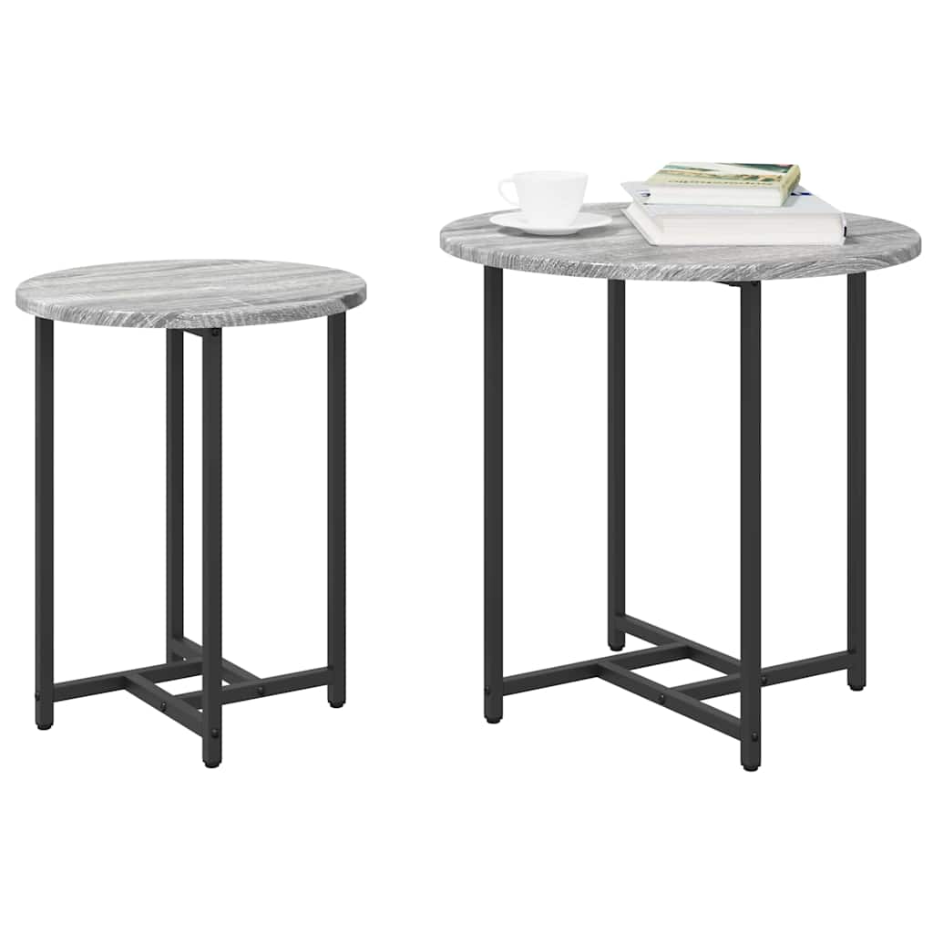 vidaXL Beistelltisch-Set 2 pcs Grau Sonoma und Schwarz