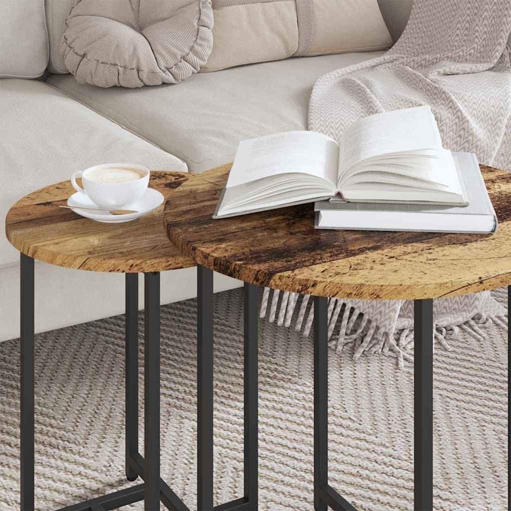 vidaXL Beistelltisch-Set 2 pcs Altholz und Schwarz