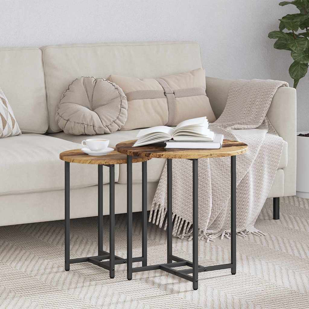 vidaXL Beistelltisch-Set 2 pcs Altholz und Schwarz