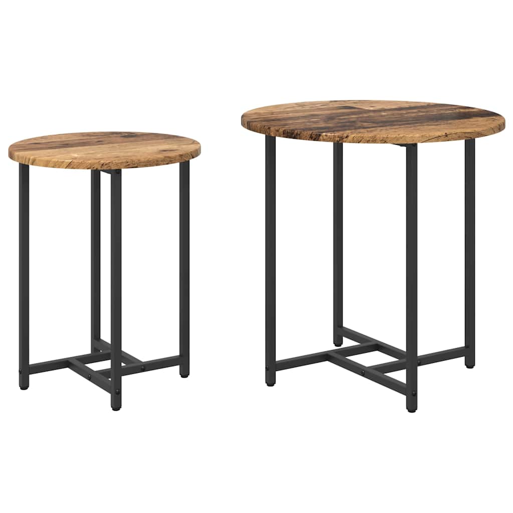 vidaXL Beistelltisch-Set 2 pcs Altholz und Schwarz