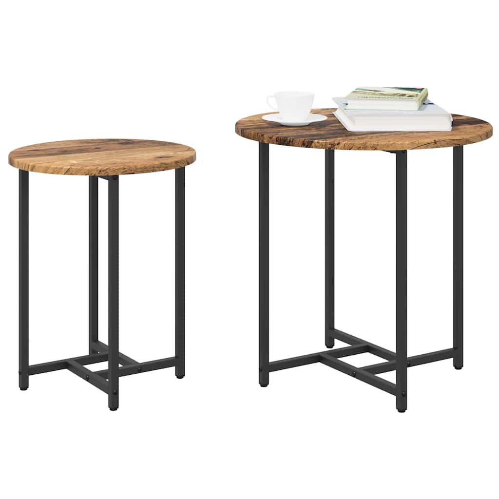 vidaXL Beistelltisch-Set 2 pcs Altholz und Schwarz