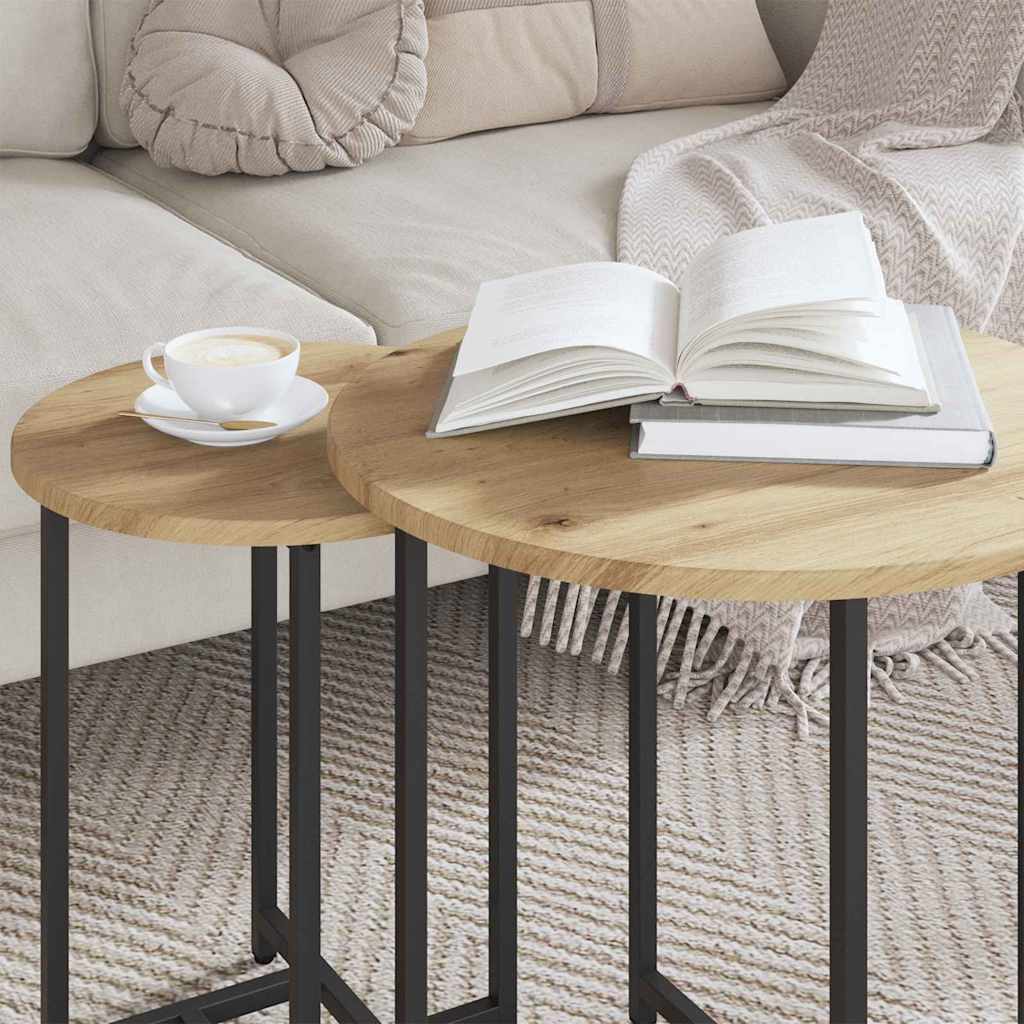 vidaXL Beistelltisch-Set 2 pcs Artisan Eiche und Schwarz