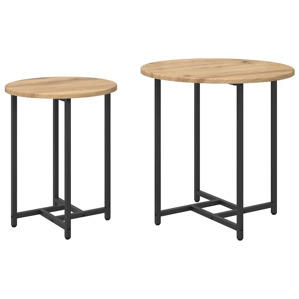 vidaXL Beistelltisch-Set 2 pcs Artisan Eiche und Schwarz