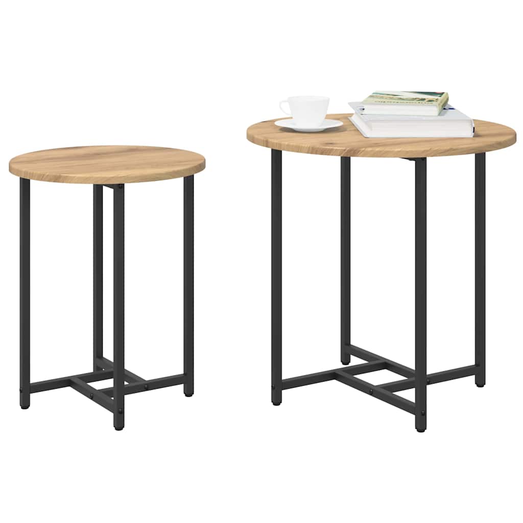 vidaXL Beistelltisch-Set 2 pcs Artisan Eiche und Schwarz