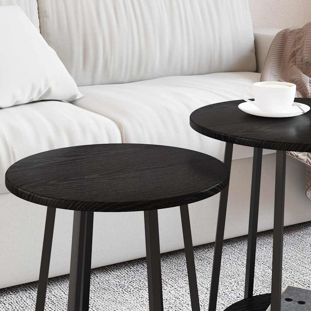 vidaXL Beistelltisch-Set mit Regal 2 pcs Schwarz Eichen-Optik
