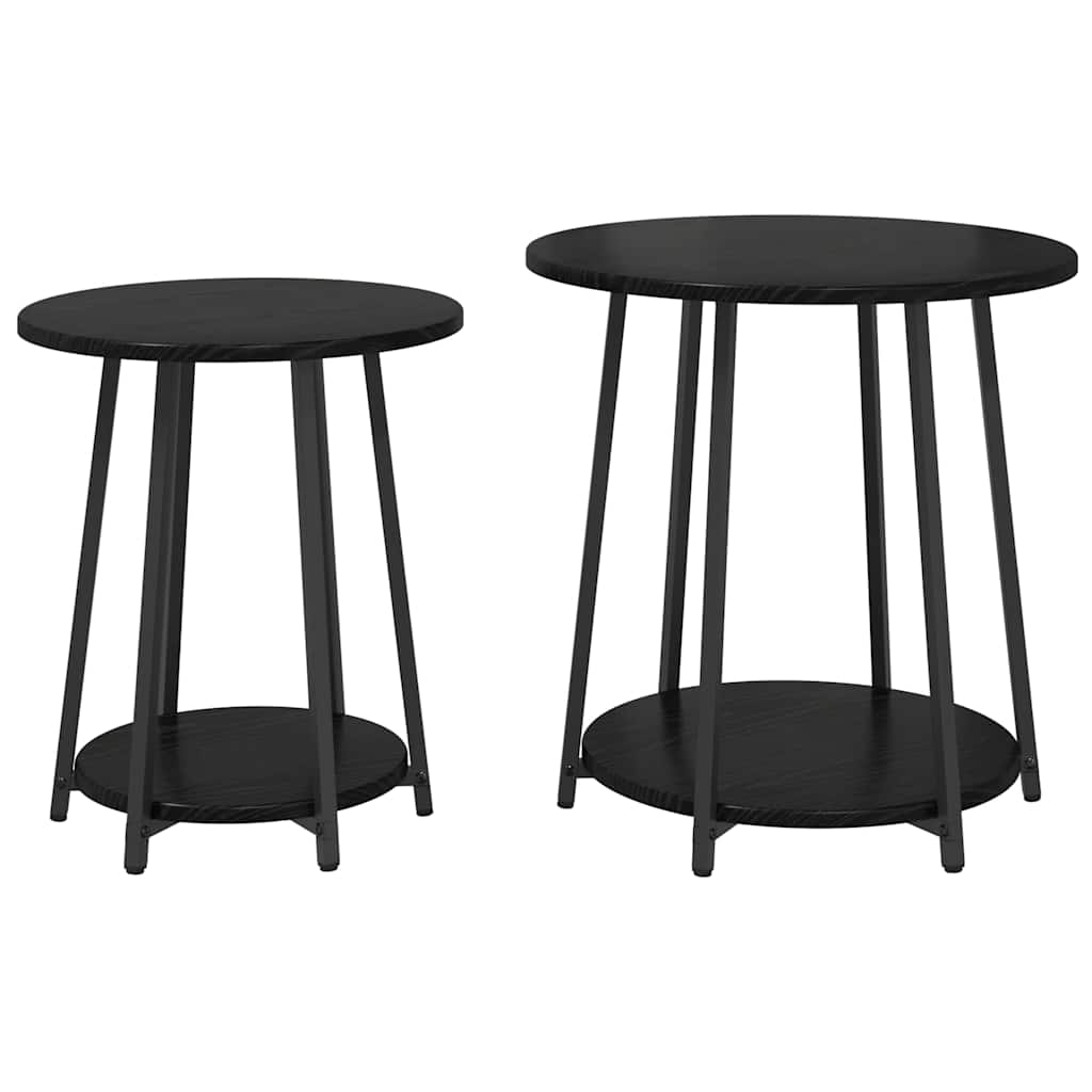 vidaXL Beistelltisch-Set mit Regal 2 pcs Schwarz Eichen-Optik