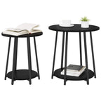 vidaXL Beistelltisch-Set mit Regal 2 pcs Schwarz Eichen-Optik