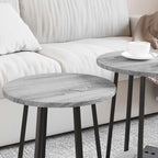 vidaXL Beistelltisch-Set mit Regal 2 pcs Grau Sonoma und Schwarz