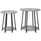 vidaXL Beistelltisch-Set mit Regal 2 pcs Grau Sonoma und Schwarz