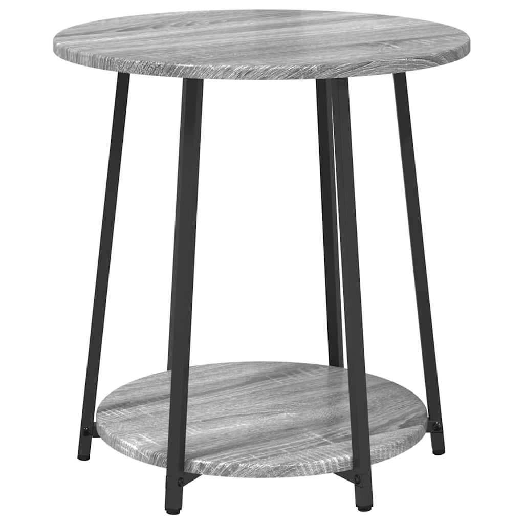 vidaXL Beistelltisch-Set mit Regal 2 pcs Grau Sonoma und Schwarz