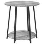 vidaXL Beistelltisch-Set mit Regal 2 pcs Grau Sonoma und Schwarz